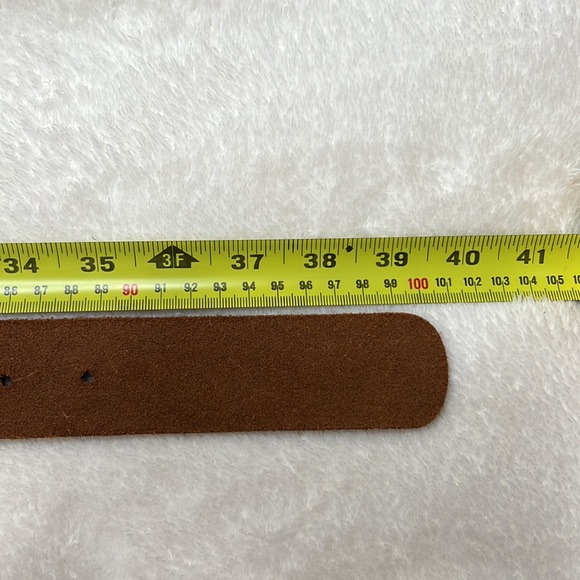 LUCKY BRAND Multicolor & Metallic Embroidered Leather Brass Buckle Belt Sz S - Picture 8 of 8